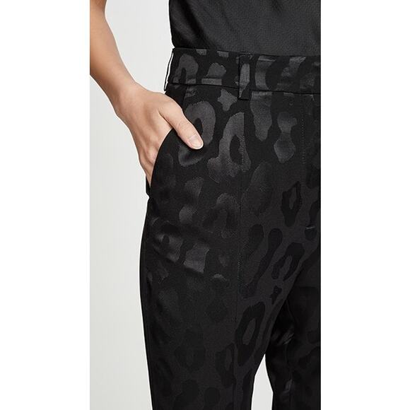 NWT Anine Bing Tate High Waist Trousers Size 6 Black Leopard Front Slit Pants - Picture 4 of 16
